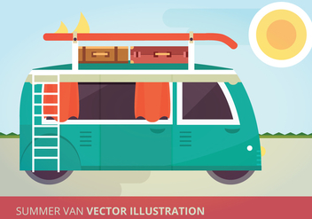 Summer Van Vector Illustration - Free vector #332577